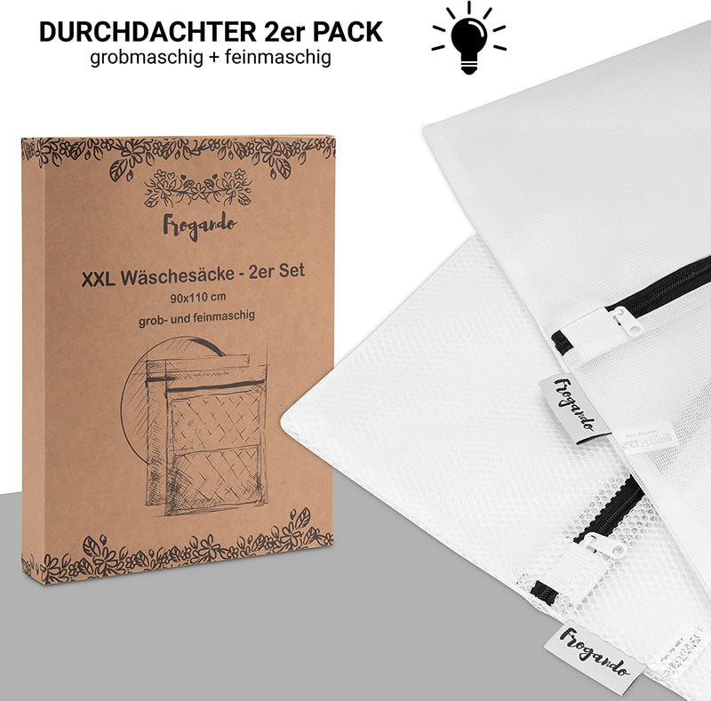 FROGANDO XXL Wäschesäcke 2er Set - 90x110 cm - XXL Wäschenetze