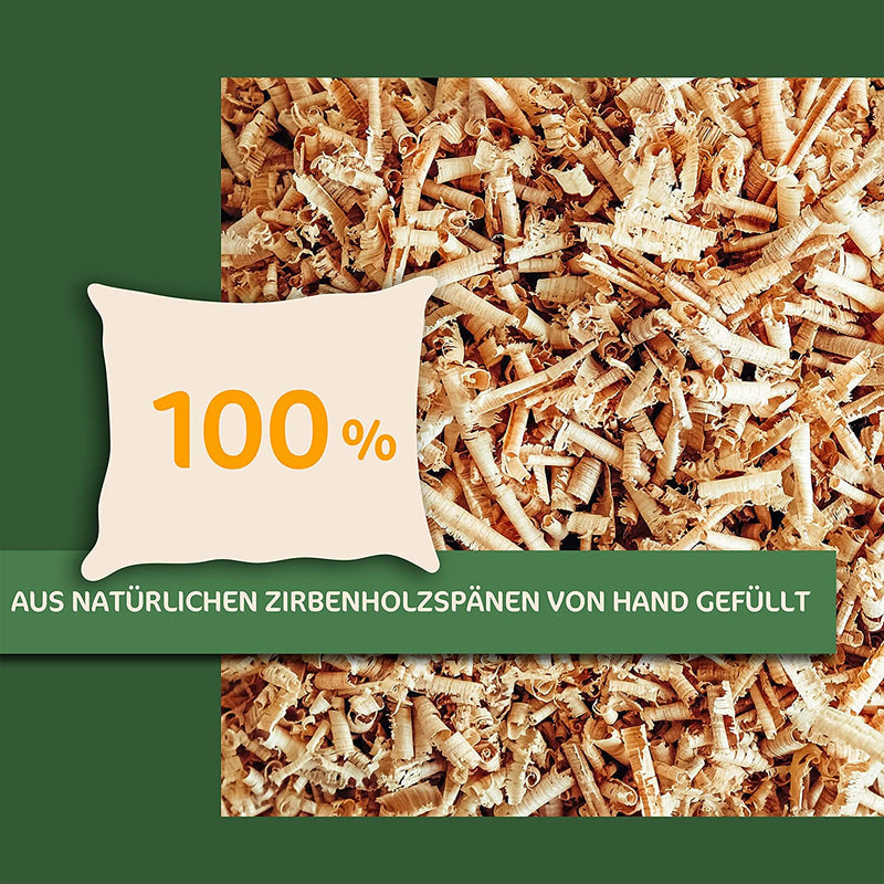 FROGANDO Zirbenkissen 35x35x15 cm aus Österreich - Kopfkissen mit 100% Zirbe Han