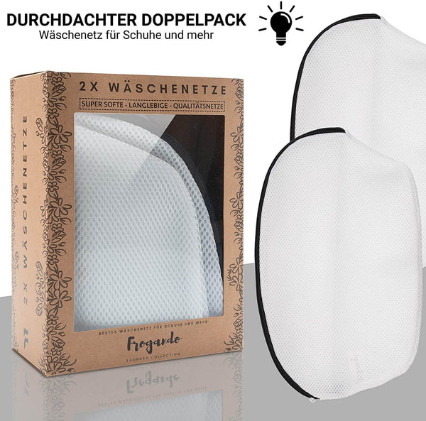 FROGANDO Wäschenetze für die Waschmaschine – 2 Stück – für Schuhe, BH uvm – Waschen, Reisen, Aufbewahren